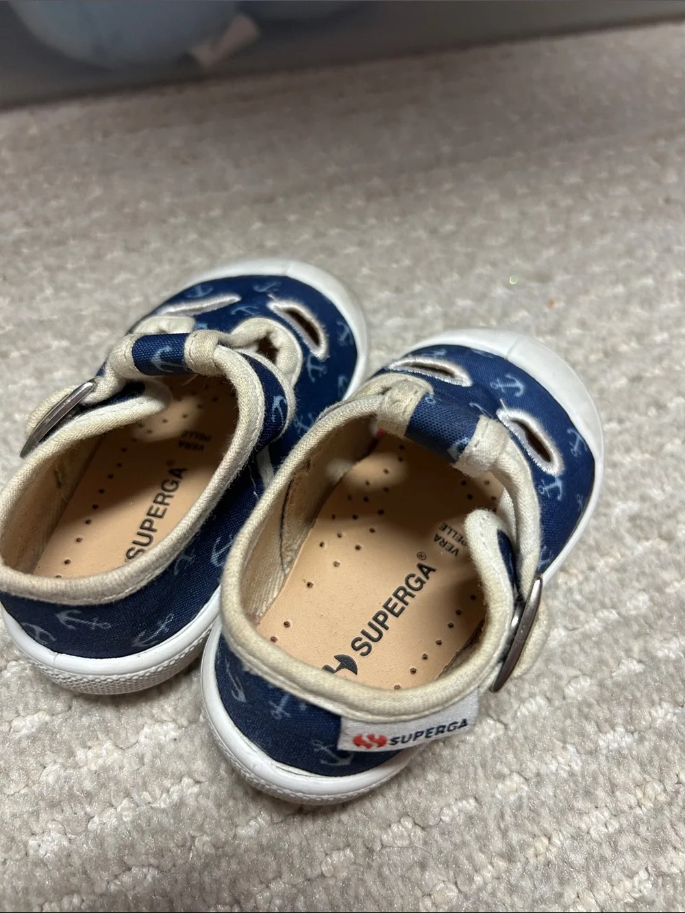 Superga baby/toddler Navy Anchor Print Canvas Sandals